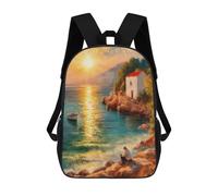 sinyumoney Seaside Serenity Mochilas Escolares Para Niños, Bolsa De Escuela Impresa En 3D Para Niños Estudiantes De Primaria Y Colegio, Coastal Scene At Sunset, 17"