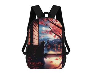 sinyumoney Serene Cute Cat Scenery Mochila Escolar Para Computadora Para La Escuela/trabajo/viajes Para Niñas, Adolescentes 17inch