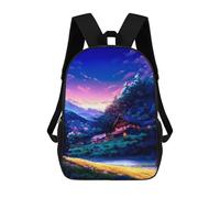sinyumoney Serene Mountain Village Twilight Mochila Escolar Para Niñas Mochila Impermeable Mochila Informal De Día Mochila Ligera Para Niño Y Niña Mochila Escolar 17inch