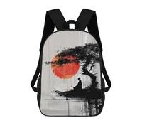 sinyumoney Serene Zen Sunset Scene Mochila Escolar Infantil De 17 Pulgadas, Mochila Escolar Impresa En 3D Para Niños De Primaria Y Secundaria