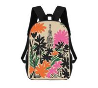 sinyumoney Seville Spain Floral Illustration Mochila Infantil De 17 Pulgadas, Mochila Escolar Con Estampado 3D De Dibujos Animados Para Niños Y Adolescentes.