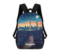 sinyumoney Shanghai Skyline Night Mochilas De 17 Pulgadas Para Niños, Mochilas Escolares Impresas En 3D Para Estudiantes De Primaria Y Secundaria, Para Niños Y Niñas.
