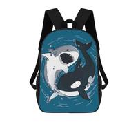 sinyumoney Shark And Killer Whale Mochila Escolar Para Niñas Y Niños, Mochilas De Gran Capacidad, Mochilas Ligeras Para Niños Y Estudiantes 17inch