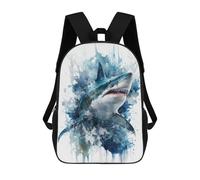 sinyumoney Shark Frenzy in Watercolor Mochila Infantil, Mochila Escolar De Gran Capacidad Para Estudiantes, Mochila Para Libros, Mochila Para Niños, Niñas, Adultos Y Adolescentes 17inch