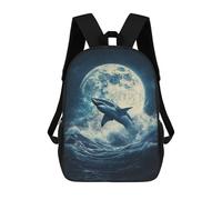 sinyumoney Shark in The Moon Mochilas Para Niños, Mochilas Escolares Personalizadas En 3D Para Niños Y Niñas, Mochilas Escolares Grandes, Mochilas Informales Para El Día A Día 17inch