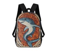 sinyumoney Shark Mosaic Art Mochila Infantil, Mochila Escolar Impresa En 3D, Mochila Para Niños Y Niñas, Mochila Escolar Ajustable Para La Escuela Primaria 17inch