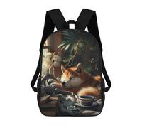 sinyumoney Shiba Inu Coffee Cup Dog Mochilas Impresas En 3D 17inch Mochila Escolar Infantil Para Exteriores, Mochila Informal De Día, Bolsas De Viaje Informales Para Estudiantes De Secundaria