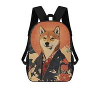 sinyumoney Shiba Inu Japanese Kimono Mochila Escolar Infantil Con Impresión 3D, Mochila Escolar Informal Para Niños De Primaria Y Secundaria 17inch