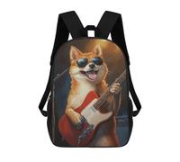 sinyumoney Shiba Inu Rock Star Guitarist Mochilas Infantiles Mochila Escolar Impresa En 3D Para Niños Mochilas De Viaje Bolsas Para Libros Para Niños 17inch Mochila Escolar