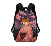 sinyumoney Shiba Inu Sakura Pixel Art Mochila Escolar Secundaria Informal Para Viajes - Perfecta Para Viajes, Trabajo Y Uso Diario 17inch