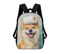 sinyumoney Shiba Inu with Toilet Paper Mochila Escolar Impresa En 3D Mochilas Informales Para Niños Mochila Escolar Impresa En 3D Para Niños De Primaria Y Secundaria 17inch