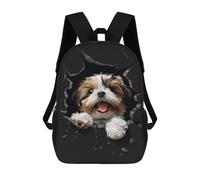 sinyumoney Shih Tzu Mochila Escolar Infantil De 17 Pulgadas, Impresa En 3D, Estilo Casual, Para Niños, Ideal Para Viajes, Como Mochila Escolar O Para Llevar Libros.