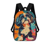 sinyumoney Shih Tzu Pop Art Playful Shih Tzu in Retro Colors Mochilas Impresas En 3D Para Niños, Mochila Escolar, Mochila De Moda Para Niños De Primaria Y Secundaria 17inch