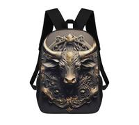 sinyumoney Shiny Golden Bull Art Deco Mochila Escolar Grande Y Ligera, Mochila Informal Para El Campus, Actividades Al Aire Libre, Viajes Y Deportes 17inch