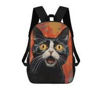 sinyumoney Shocked Cat Funny Animal Mochila Infantil De 17 Pulgadas, Mochila Escolar Con Estampado 3D De Dibujos Animados Para Niños Y Adolescentes.