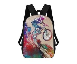 Sinyumoney Shooting Sport Art Mochila Escolar Para Niños Impreso En 3D, Ideal Para Viajes Y Libros, Mountain Biker Sport, 17"