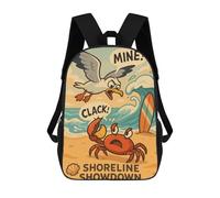 sinyumoney Shoreline Showdown Crab Vs. Seagull Mochila Infantil, Mochila Escolar Impresa En 3D, Mochila Para Niños Y Niñas, Mochila Escolar Ajustable Para La Escuela Primaria 17inch