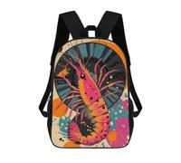 sinyumoney Shrimp with Retro Design Abstract Shrimp Artwork in Vibrant Colors Mochila De Moda Para Papelería, Impermeable, Informal, Para Hombres, Mujeres Y Adolescentes 17inch
