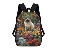sinyumoney Siam Cat in Flowers Mochilas Infantiles Mochila Escolar Impresa En 3D Para Niños Mochilas De Viaje Bolsas Para Libros Para Niños 17inch Mochila Escolar
