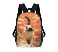 sinyumoney Siamese Cat in Rose Garden Mochilas Escolares Ligeras Para Aeropuerto, Estudiantes Universitarios, Mochila Para Acampar, Aventuras Al Aire Libre Y Viajes Diarios 17inch