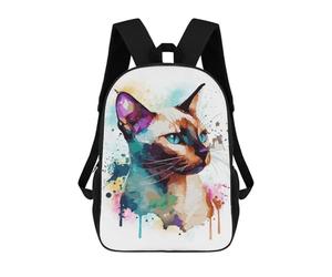 sinyumoney Siamese Watercolor Cat Mochila Escolar Grande Y Ligera, Mochila Informal Para El Campus, Actividades Al Aire Libre, Viajes Y Deportes 17inch