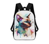 sinyumoney Siamese Watercolor Cat Mochilas De Moda Impresas En 3D 17inch Mochila Escolar Informal Para Niños De Primaria Y Secundaria