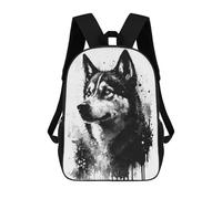 sinyumoney Siberian Husky Black Ink Mochilas Para Niños, Mochilas Escolares Personalizadas En 3D Para Niños Y Niñas, Mochilas Escolares Grandes, Mochilas Informales Para El Día A Día 17inch