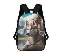 sinyumoney Siberian Husky Cabin Scene Mochilas Infantiles Impresas En 3D, Mochilas De Moda Informales, Mochilas De Viaje Bonitas, Mochilas Informales Para Exteriores Para Niños Y Niñas 17inch