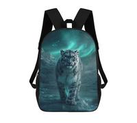 sinyumoney Silent Sentinel - Ethereal Wilderness Snow Leopard Mochila Escolar Grande Para Niños - Perfecta Para Viajes, Trabajo Y Uso Diario 17inch