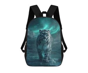 sinyumoney Silent Sentinel - Ethereal Wilderness Snow Leopard Mochila Escolar Grande Para Niños - Perfecta Para Viajes, Trabajo Y Uso Diario 17inch