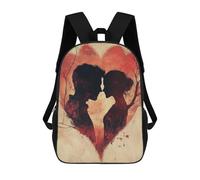 sinyumoney Silhouette Couple in Heart Mochila Escolar Infantil De 17 Pulgadas, Mochila Escolar Impresa En 3D Para Niños De Primaria Y Secundaria