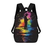 sinyumoney Silhouette Fisherman with Colorful Splashes Mochila Ligera Para Aeropuerto, Estudiantes Universitarios, Niñas, Niños Y Adolescentes 17inch