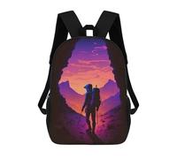 sinyumoney Silhouette Hiker in Mountainscape Mochila, Mochila Infantil, Mochila Escolar Para Estudiantes, Mochila Para Libros, Mochila Escolar Impresa En 3D Para Niños Y Niñas 17inch