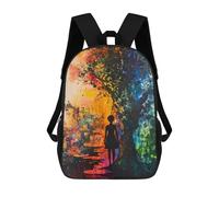 sinyumoney Silhouette of A Woman in A Colorful Forest Mochila Escolar Para Niñas Y Niños, Mochilas De Gran Capacidad, Mochilas Ligeras Para Niños Y Estudiantes 17inch