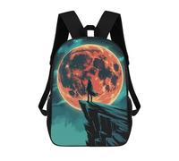 sinyumoney Silhouette on Cliff with Red Moon Mochila Escolar Para Niños, Mochila Escolar Impresa En 3D Para Estudiantes De Primaria Y Secundaria 17inch