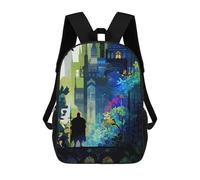sinyumoney Silhouetted Figure in A Fantasy City Mochila Escolar De 17 Pulgadas Para Adolescentes, Con Estampado 3D, Ajustable Y Con Bolsillos, Ideal Para Niños, Niñas Y Estudiantes.