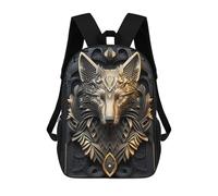 sinyumoney Silver Gold Mechanic Wolf Mochila Escolar Mochila Informal Mochilas De Día Bolsa Escolar Para Trabajo/viajes 17inch