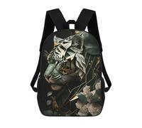 sinyumoney Silver Tiger Flowers Mochila Infantil, Mochila Escolar Para Niños Y Adolescentes, Mochila De Viaje, Mochila Escolar, Mochila Para Libros 17inch