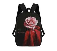 sinyumoney Single Pink Rose on Red Fabric Mochila Escolar Mochila Para Niños Impresa En 3D Mochilas Infantiles Para Niños Y Niñas Mochilas Escolares Mochilas De Viaje Para Niños 17inch