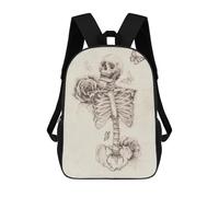 sinyumoney Skeleton And Roses Mochilas Para Niños Y Estudiantes, Mochilas Escolares Impresas En 3D, Mochilas Para Estudiantes De Primaria Y Secundaria, Mochilas Para Niños Y Niñas 17inch