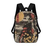 sinyumoney Skeleton Geisha in Kimono Mochila Escolar Para Niños Mochila Escolar Impresa En 3D Mochila Escolar De Moda Para Niños De Primaria Y Secundaria 17inch