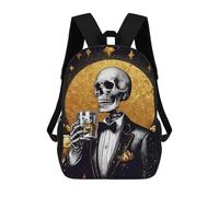 sinyumoney Skeleton in Suit Whiskey Mochila Escolar Mochila Para Niños Impresa En 3D Mochilas Infantiles Para Niños Y Niñas Mochilas Escolares Mochilas De Viaje Para Niños 17inch