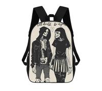 sinyumoney Skeleton Love And Death Mochila Para Niños, Adolescentes Y Estudiantes, Mochilas Para Niñas, Mochilas Para Niños Pequeños, Primaria Y Secundaria 17inch
