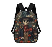 sinyumoney Skeleton Man in Roses Mochila Escolar Impresa En 3D Para Niños, Mochila Escolar Informal De Moda Para Viajes Para Niños Y Estudiantes 17inch