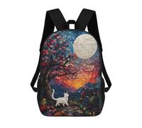 Sinyumoney Skeleton Man in Roses Mochila Mochila Impresa En 3D, Bolsa De Degustación, Mochila De Viaje, Mochila De Amigos Para Niñas Y Niños, White Moonlight Cat, 17"