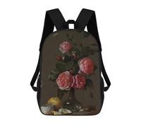 Sinyumoney Skeleton Man in Roses Mochila Mochila Impresa En 3D, Bolsa De Degustación, Mochila De Viaje, Mochila De Amigos Para Niñas Y Niños, Floral Still Life, 17"
