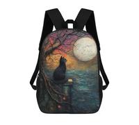 Sinyumoney Skeleton Man in Roses Mochila Mochila Impresa En 3D, Bolsa De Degustación, Mochila De Viaje, Mochila De Amigos Para Niñas Y Niños, Tela Magenta Black Cat, 17"