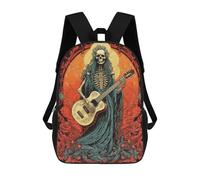 sinyumoney Skeleton Playing Guitar Mochila Infantil, Mochila Escolar Impresa En 3D, Mochila Para Niños Y Niñas, Mochila Escolar Ajustable Para La Escuela Primaria 17inch