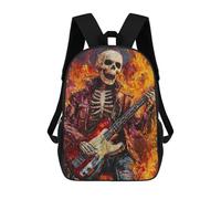 sinyumoney Skeleton Rocker in Flames Painting Mochila Escolar/de Negocios Resistente Para Portátil Para Niños/niñas/adolescentes 17inch