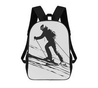 sinyumoney Ski Skiing Black And White Mochila Escolar Infantil Impresa En 3D 17inch Mochilas Escolares Para Niños, Estilo Casual Y Moderno, Mochilas De Viaje De Alta Capacidad